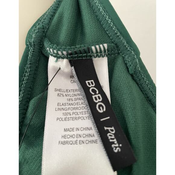 BCBG Paris Swim Bikini Top Keyhole Pleated Green Swimwear - Picture 5 of 5